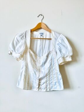 Bebe Vintage Y2K White Puff Sleeve Sweetheart Top Size XS